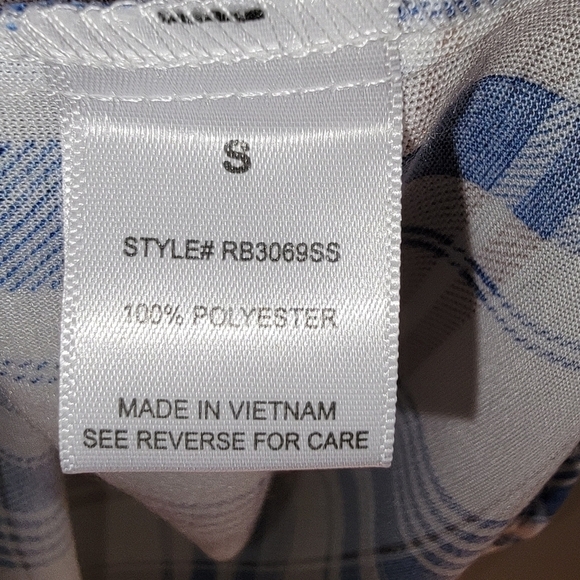 Always Indigo size small Blue Plaid Women's Top - Picture 4 of 8